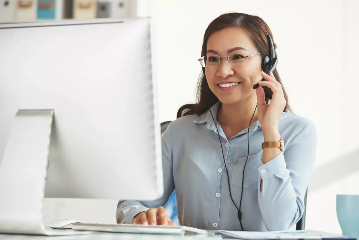 Woman in call center